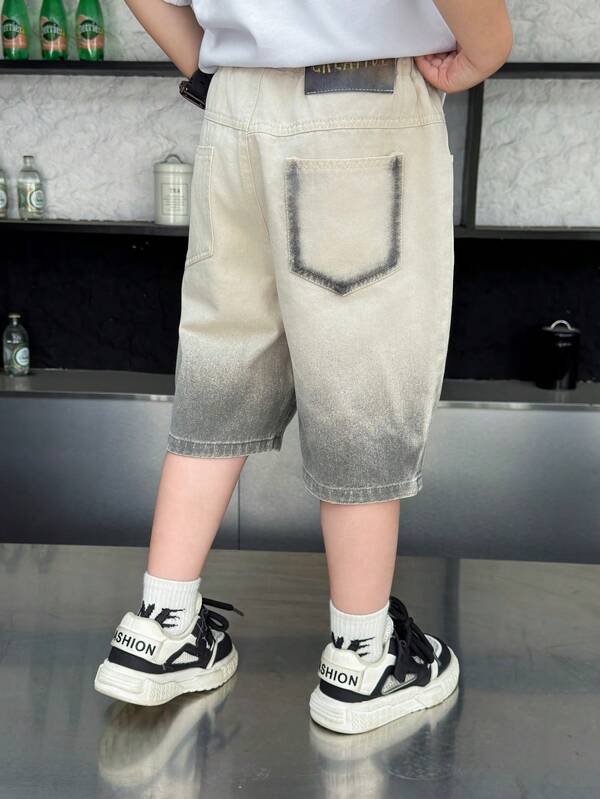 Boys' Gradient Casual Denim 3/4 Pants, Summer