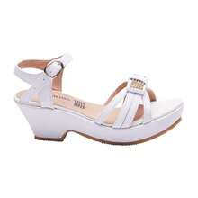 Zapatillas de niña con tacón grueso de 4 cm, suela anti derrapante, correa ajustable al tobillo y moño decorativo con brillos - Calzado elegante y cómodo para ocasiones especiales - Blanco - Ver 2