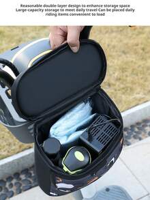 可调节自行车车把包，带手机袋，大容量自行车前拉链储物包，带肩带，适用于山地车和公路车，随机卡通猫咪印花，运动包，适合户外活动、健身、锻炼，大容量旅行包，男女通用，旅行必备，耐用自行车包，自行车配件，自行车车架骑行包 - 淺灰色 - 查看 5