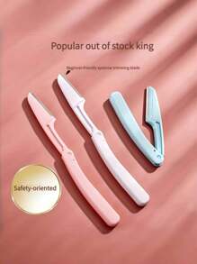 1/3 Pezzi Truccatore Forbici Per Sopracciglia Pieghevoli Sicure Per Le Donne, Rasoio Coltello, Attrezzo Da Trucco, Testa Del Coltello Con Protezione Macro in rete, Coltello Per Rasatura Sopracciglia