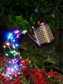 2pcs/1pc Penyiram Tanaman Bertenaga Surya dengan Lampu Strip, Lampu Air Terjun Gantung Tenaga Surya Besar, Lampu Dekorasi Tahan Air untuk Pesta Ulang Tahun, Pertemuan Keluarga, Teras, Beranda, Halaman Rumput, Halaman Belakang, Hadiah Taman - MultiWarna - View 3