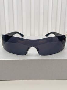 复古高端无框一体式酷炫时尚眼镜，男女皆宜，独特的 Y2K 嘻哈风格眼镜