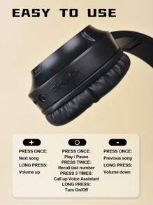 سماعات رأس لاسلكية قابلة للطي بتغطية كاملة للأذن، صوت عالي الجودة مع جودة صوت عميقة، عمر بطارية طويل للغاية، هدية مناسبة وتصنيف الأكثر مبيعًا، متوافقة مع الهواتف الذكية، مزودة بميكروفون، انخفاض في زمن التأخير