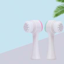 Household Manual Cleansing Brush, Double-Sided Soft Bristled Massage Brush, Pore Cleaning Silicone Face Brush - Multicolor - View 3