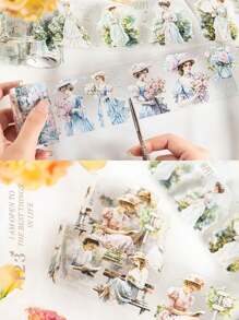 2m Spring Girl Series 6 Kinds Decorative PET DIY Craft Scrapbooking Adhesive Tapes For Notebook, Laptop Case, Water Cup, Etc.,School Supplies,Back To School