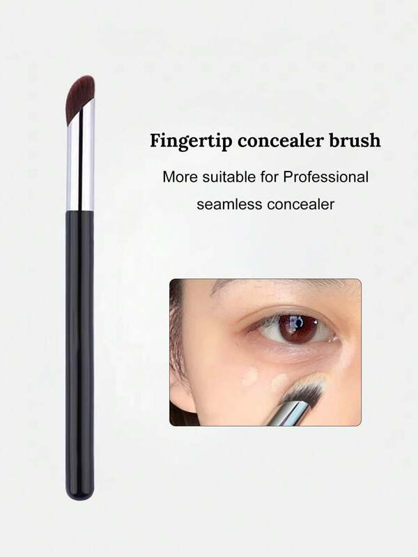 1 Pc Black Round Head Concealer Makeup Brush, Seamless Coverage For Blemishes, Acne Marks And Dark Circles