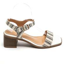 Square Heel Ankle Strap Sandals - Timeless Elegance - White - View 2