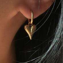 Silver Plated Large Heart Shaped Pendant Earrings Valentines,Mom,Mother,Mother's Day,Gift - Silver - View 1
