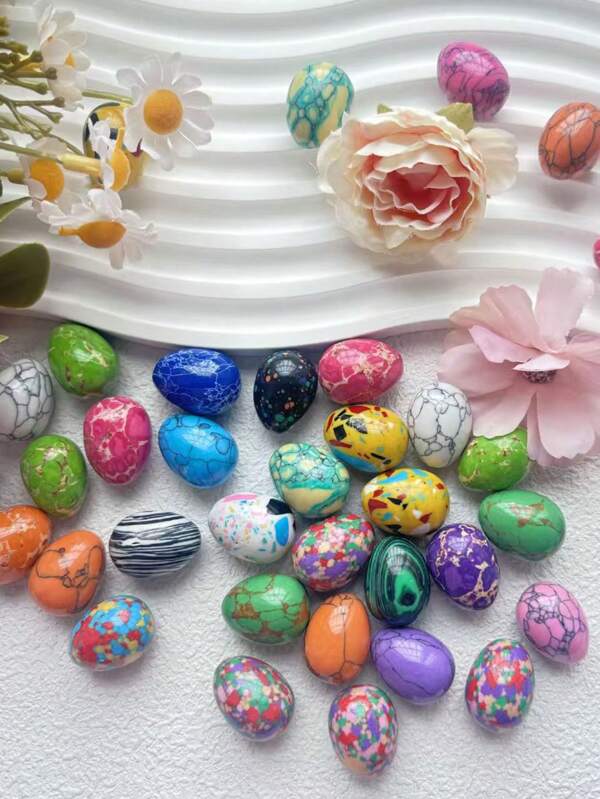 10 piezas Huevos de cristal pulido natural, huevos minerales pulidos grandes, huevos de chakra de la palma, regalo perfecto para días festivos, surtido aleatorio