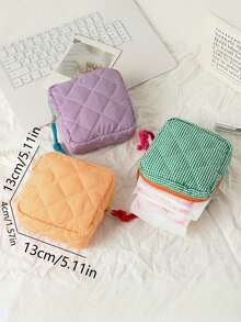 Large Capacity Grid Sanitary Napkin Storage Bag, Women's Cosmetic Bag, Coin Purse, Tampon Storage Bag, Coin Purse And Other Small Items Storage, Suitable For Underwear, Tampons, Menstrual Use Makeup Travel Toiletry Organizer Essentials Gifts Storage Zipper Accessories Nail Bags, Makeup Bag, Vanity, Make Up Bag, Storage, Makeup Organizer,Gifts For Women,Christmas Gifts,Gift Ideas For Women - Multicolor - View 5