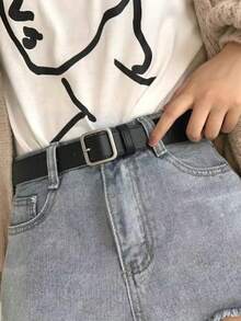 1 条男女通用黑色针扣 PU 皮带 夏季、秋季、万圣节 - 黑色 - 查看 2