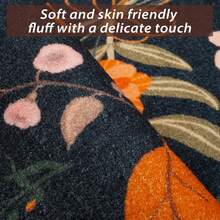 Area Rug For Living Room, Low Pile Non Slip Floral Printing Carpet, Washable Rug For Bedroom Dining Room Playroom Office - 黑色 - 查看 3