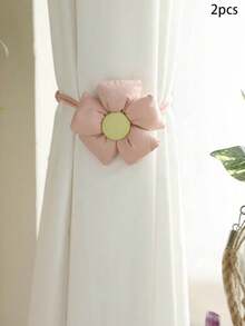 2 Pieces Large Cloth Flower Curtain Tieback Wedding Decorative Holdbacks Rope American Rustic Style Drapery Holder Clip For Girl's Room - Multicolor - View 12