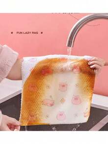 1 Rolls Of 50/100 Washable Rags, Kitchen Disposable Slouchy Rags, Kitchen Paper Non-Stick Oil, Wet And Dry Dual-Use Enlarged Thickened Rags - Multicolor - View 10