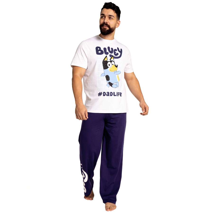 Bluey Pyjamas | Dad Pjs | Mens Cotton Pyjamas For Daddy | Mens Bandit Pyjama Set | Official Merchandise - Navy Blue - View 1