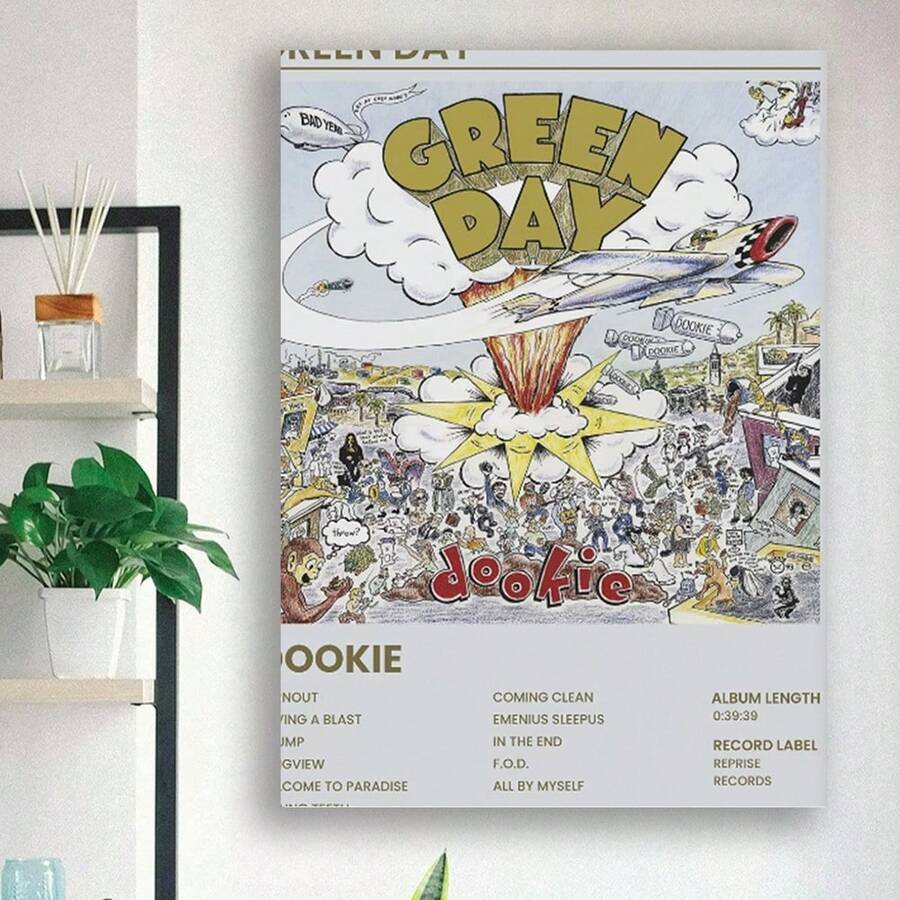Póster enmarcado de color verde del álbum de música Dookie como arte de pared - Enmarcado - Ver 1