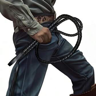 1 stuk 78,74 inch lange zwarte Western Cowboy zweep - geweven ontwerp, geschikt voor podiumoptredens, Halloweenfeesten en paardensportactiviteiten, geweldig voor Kerstmis