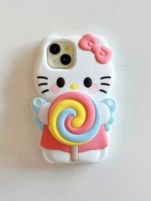 Sanrio Rotating Relief Lollipop KT Cat Silicone Phone Case Compatible With Apple Phones - Multicolor - View 8