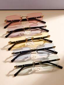 1 件/5 件男女通用无框粉色小框时尚眼镜，Y2K 时尚驾驶配件，适合夏季海滩度假、户外、旅行