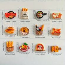 12 Pieces Of Delicious Food-Themed Fridge Magnets, Creative Decorative Magnetic Stickers For Kitchen, Home, Office And Whiteboard, Various Miniature Food Models Of Fake Bread, Pizza And Pastries For Fridge And DIY Handicrafts.