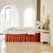 1pc Elastic Bed Ruffle - Easy Wrap Around Ruffle - Microfiber Bed Skirt With Adjustable Elastic Belt 15 Inch Tailored Drop - Hotel Quality Bedskirt, Fade Resistant (T/F/Q/K)