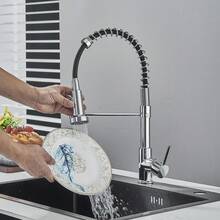 Kitchen Sink Faucet 360° Swivel Pull Down Sprayer Kitchen Faucet Single Hole Single Handle Kitchen Faucet - Chrome - View 8