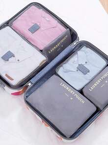 6pcs/Set Travel Organizer Bag Set: Waterproof Makeup Bag, Large Capacity Storage Bag, Multipurpose Sanitary Pad Bag, Minimalist Foldable Handbag, Shoe Bag, Breathable Shoulder Bag, Cube Storage Bag, Solid Color Briefcase, Mesh Yoga Bag, Large Sports Bag Graduation - Grey - View 3