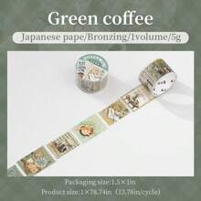 1 Rolle 2m Retro Stempeldekorative Washi Tape, kreative ästhetische Aufkleber, DIY-Dekorationen für Scrapbooking, Tagebücher, Geschenke, personalisierte Scrapbooks, Schulbedarf, Schulbedarf, Schulanfang