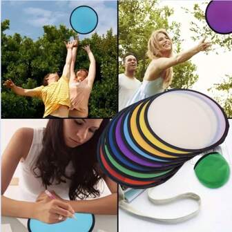 Abanico plegable, sin electricidad, fabricado en material duradero de PA (nailon), juego de varios colores, adecuado para actividades al aire libre, fiestas y bodas, incluye bolsa de transporte