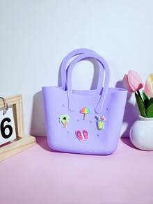 1 chiếc túi tote rỗng bằng silicon dùng cho DIY, cha mẹ và con cái, lưu trữ, sử dụng ở bãi biển, thích hợp để đựng điện thoại, túi đeo chéo, túi đựng đồ cho bà bầu - Túi đi biển loại A - Xem 5