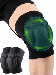 1 Pair - Thick Sponge EVA Knee Pads, Elastic Knitted Knee Brace, For Men& Women, Thick Breathable Sponge Knee Supports, Suitable For Dancing, Volleyball, Yoga, Household, Kneeling Activities, Black, Weight For 45-80kg