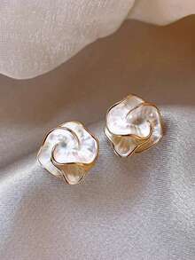 1 对简约优雅的山茶花耳环，适合女性日常和假日佩戴 - 花朵 - 查看 17