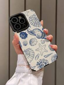 1pc Classic Shell Pattern Soft TPU Phone Case, Anti-Fall Design, Compatible With IPhone And S15/S15Plus/S15Pro/S15ProMax
