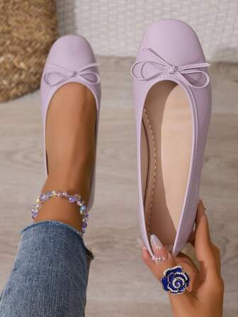 Fashionable Versatile Cute Bowknot Soft Bottom Flats, 2025