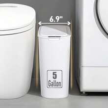 5 Gallon Motion Sensor Bathroom Trash Can With Lid, Automatic Touchless Smart Plastic Bin - White - View 2