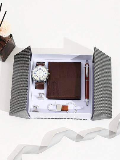 男士手表礼盒套装，节日礼物，生日礼物，圣诞礼物，情人节礼物，父亲节礼物，教师节礼物，返校礼物，毕业礼物，送给丈夫、男友、父亲、老师的礼物