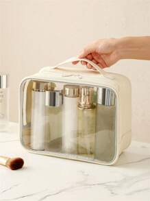 Transparent Toiletry Bag, PVC Material Waterproof Wear-Resistant Minimalist High-End Travel Portable Storage Pouch, Large Capacity Skincare Organizer Wash Bag Toiletry Travel Bag Makeup Storage Beach Beach Bag Vacation Holiday Essentials School Supplies Travel Essentials Ladies For College Dorm Bathroomsummer Back To School School Stuff Bag For School Wash Bag Travel Waterproof Toiletry Bag