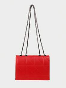 Dedoo 优雅女士单肩包，配链条肩带，绗缝PU皮革斜挎包，奢华简约腋下斜挎包，拉链封口，格子图案，可机洗 - 涤纶衬里