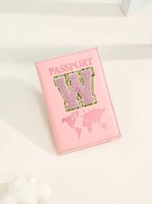 Capa Para Passaporte Com Letras De A A Z, Porta-Passaporte De Viagem Com Estampa De Mapa, Pasta Para Passaporte Rosa, Carteira Para Passaporte Para Viagens De Negócios