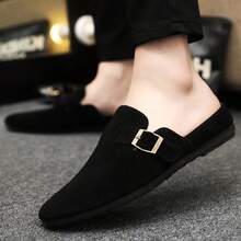 1 Paar Herren Halbzehenloafer, britischer Retro-Stil lässige Slip-On Schuhe, leichte weiche Leder Outdoor Mokassins