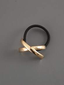 1 件金属光滑纹理椭圆形手工抛光拉丝几何图案派对锌合金发带配件，全年马尾辫固定器发圈发圈橡皮筋发绳弹性发带 - 彩色 - 查看 12