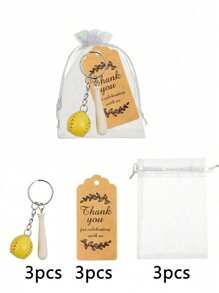 18pcs/9pcs Baseball & Softball Keychain Gift Set, Includes 3pcs Keychains, 3pcs Thank You Cards, 3pcs Organza Bags, Sports Team Keychains, Mini Baseball Softball Keychains, Craft Bag Charms, Suitable For Team Gathering, Birthday Party, Appreciation, Sports Themed Party Favors, Sports Souvenir Gifts