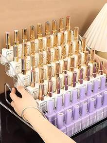 1pc 7-Layer Detachable Multi-Layer Cosmetics Storage Rack With Buckle, Nail Polish Storage Box, Transparent Table Top Cosmetics Display Rack, Multi-Functional Cosmetics Box For Nail Polish, Lipstick, Beauty Tools And Skin Care Products - Multicolor - View 10