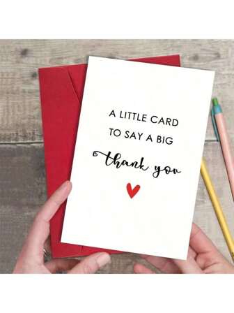 1/2/5/10pcs Simple Thank You Card With Envelope, Funny Thank You Card For Men Women, Thank You Gifts Card For Teacher Boss, A Little Card To Say A Big Thank You