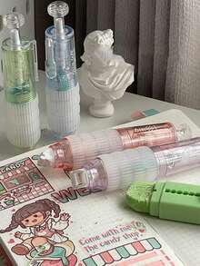 1pc 360° High Viscosity Rotating Press Gel Pen, Refillable, Large Capacity Dual-Sided Adhesive, Ins Style, For Students Back To School