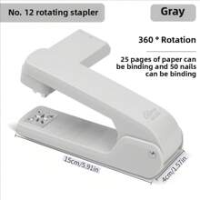 1 pieza/3000 piezas Grapadora ligera y ergonómica, giratoria 360°, visualmente atractiva, colores brillantes, manual, estructura de hierro, fácil de grapar, adecuada para estudiantes y oficina, puede grapar hasta 25 páginas, temporada de regreso a clases