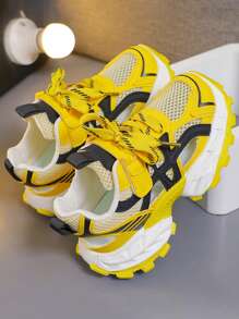 1 Pair Girls' Fashion Versatile Casual Chunky Sneakers, Spring New Arrival