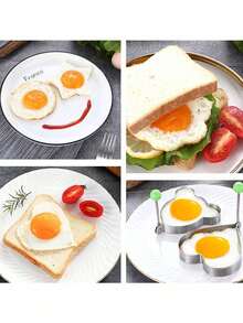 1pc /4pcsStainless Steel Egg Ring Set - Multi Functional Pancake And Fry Egg Mold For Creating Perfect Shapes, Including Star, Circle, Heart, And Flower Designs - Ideal Kitchen Tool - Multicolor - View 8