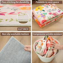 Area Rug For Living Room, Low Pile Non Slip Floral Printing Carpet, Washable Rug For Bedroom Dining Room Playroom Office - Beige - View 5
