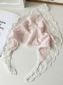 1pc Women's Lace Triangular Scarf, Lightweight Breathable Summer Headband, French Style Hair Accessories